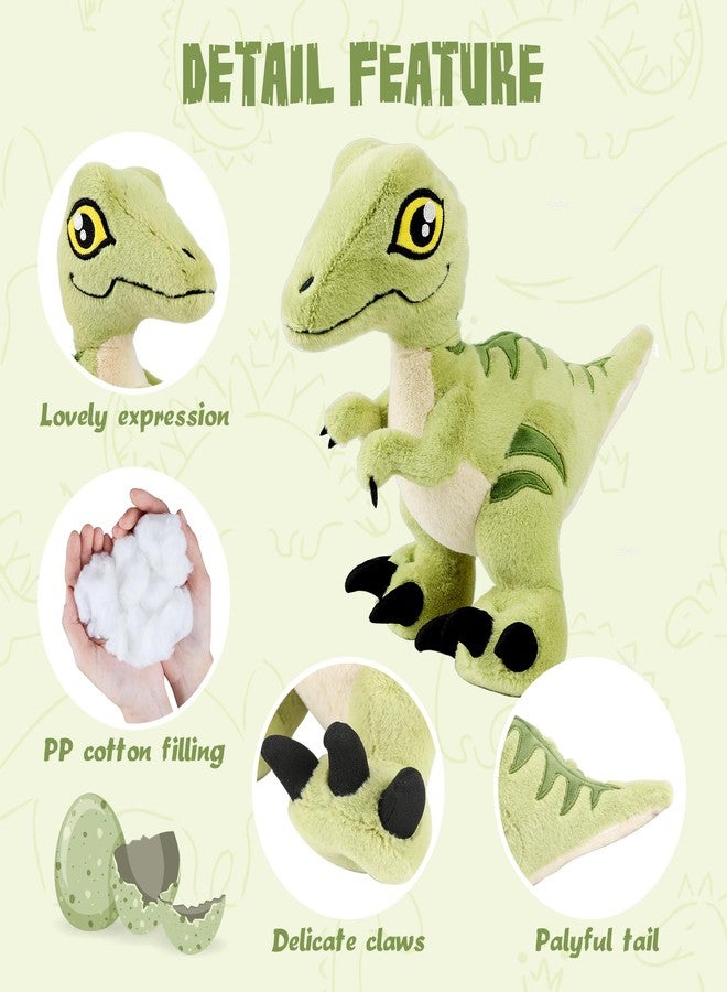 TCBunny Baby Dinosaur 12" Bedtime Stuffed Animal Plush Toy, Kid's Gifts for Boys, Girls, Birthday, Valentine, Christmas, Veliciraptor - Green - Image 3
